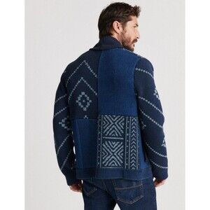 Lucky Brand indigo patchwork shawl cardigan Men XXL